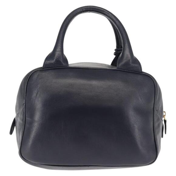 Christian Dior Hand Bag Leather Navy Gold Auth BA5820 - Picture 2 of 16